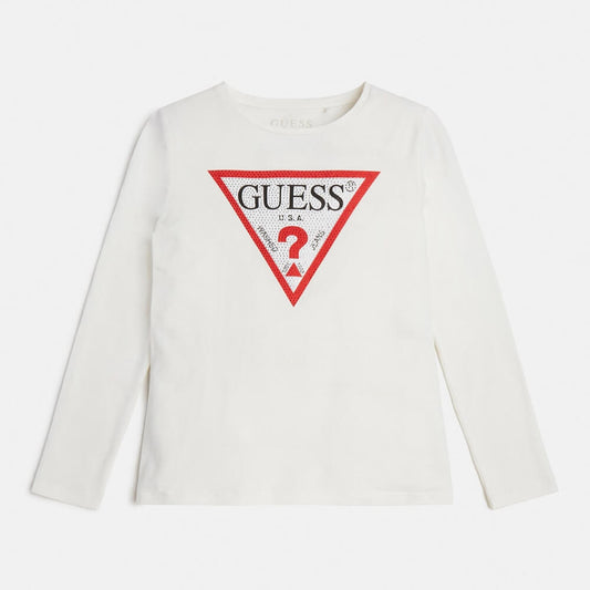 Guess Girls White Top With Triangular Logo