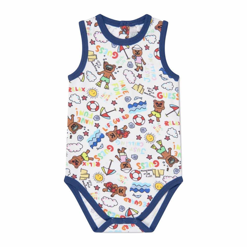 Guess Unisex Pink & Multi-colour Babysuit and Shorts Combo Set
