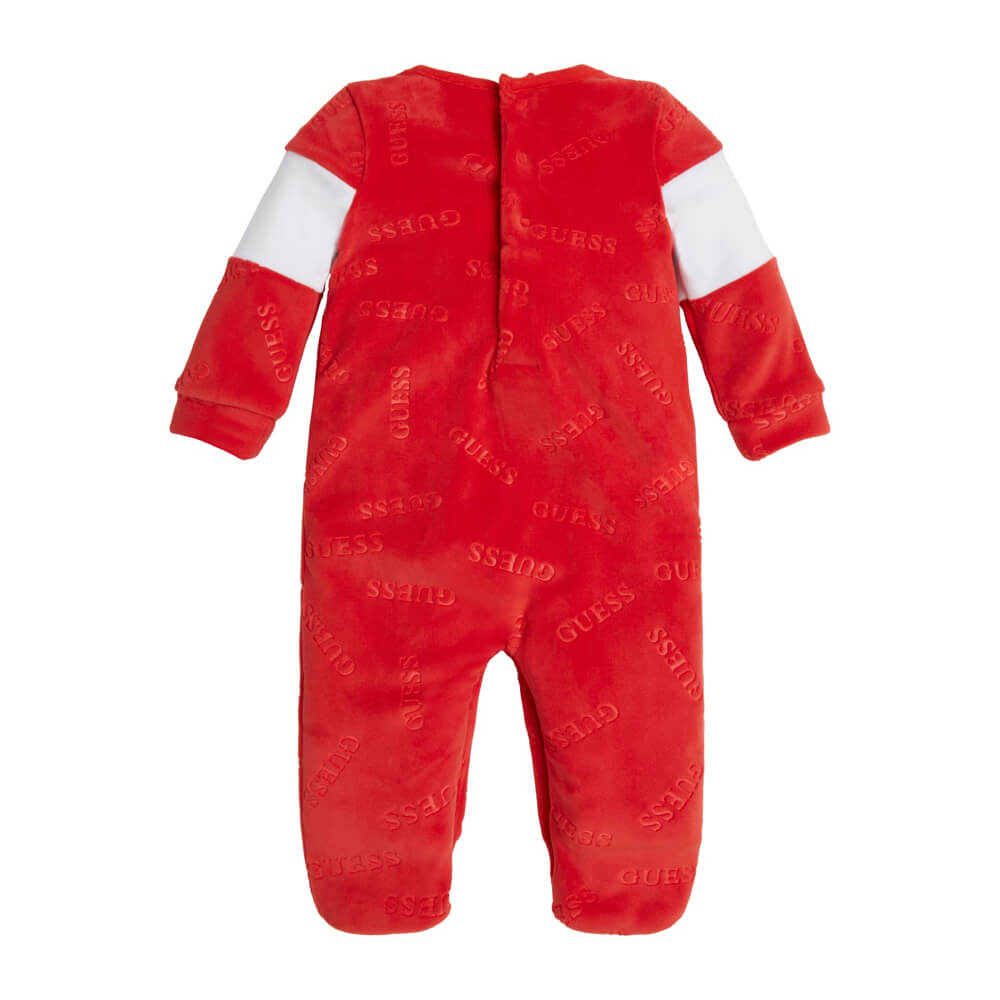 Guess Unisex Red & White Babys Logo Babysuit