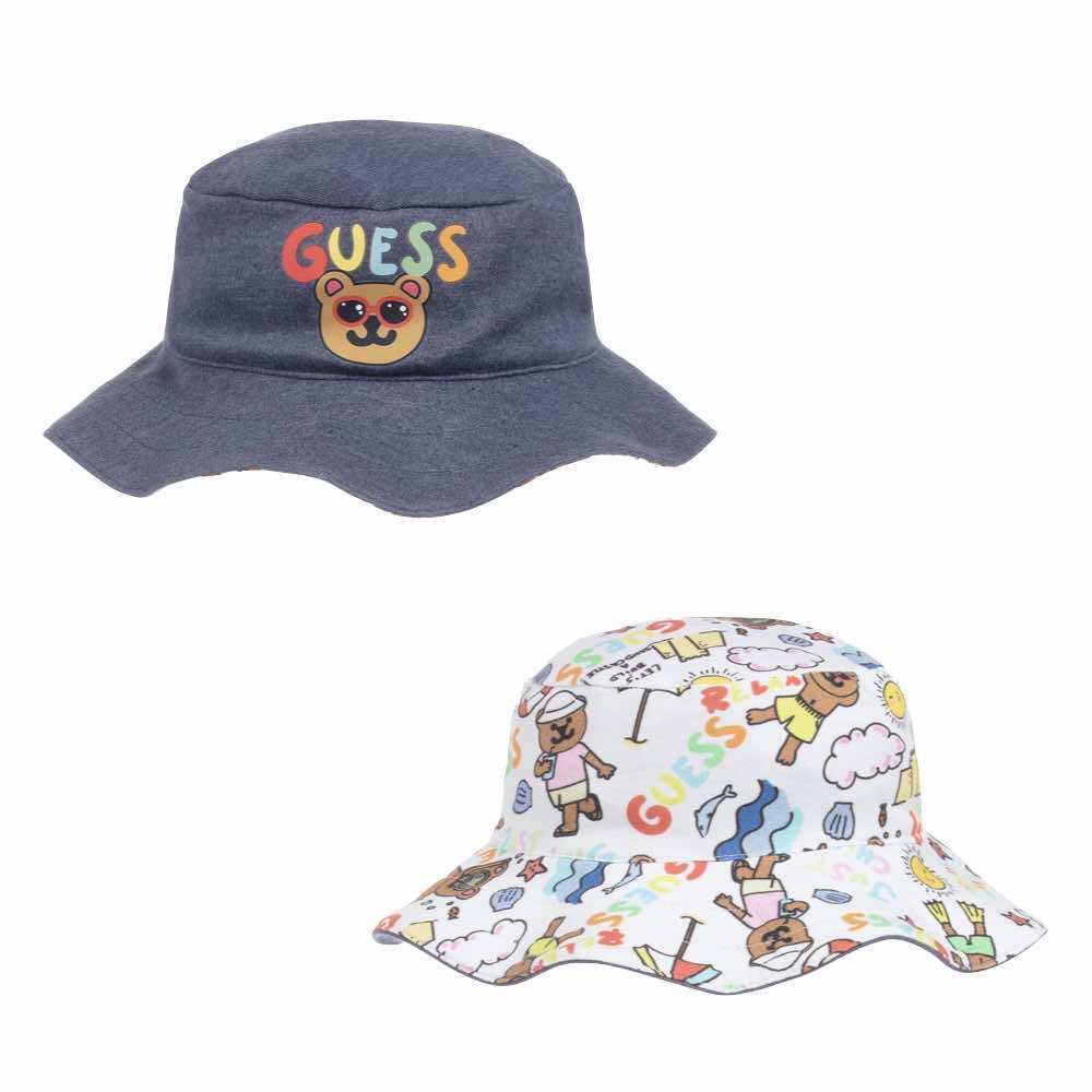 Guess Unisex Blue & Multi-colour Reversible Hat