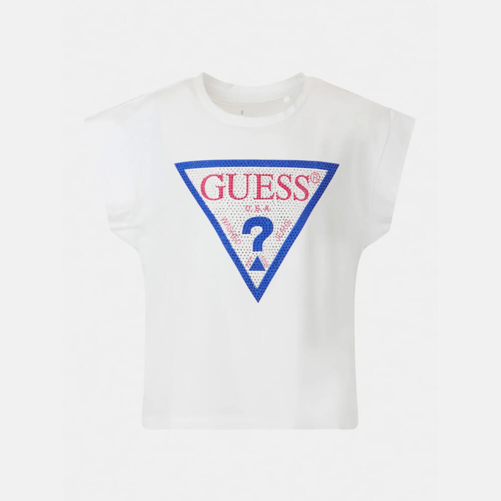 Guess Girls White Organic Stretch Cotton T-Shirt