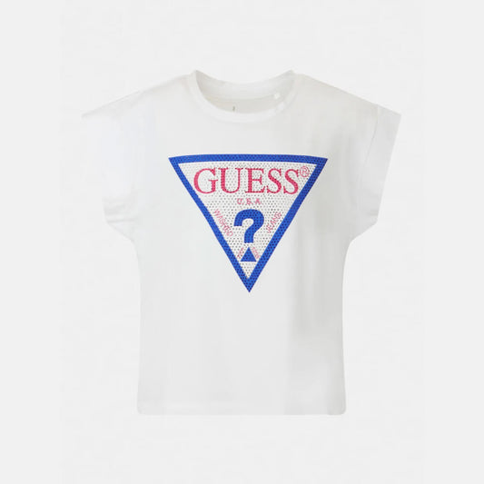 Guess Girls White Organic Stretch Cotton T-Shirt