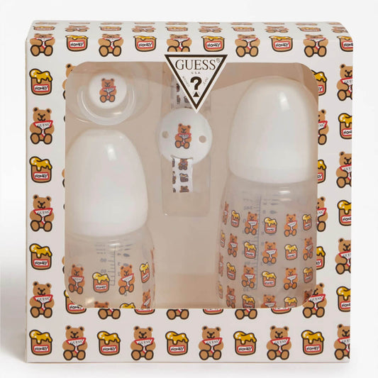 Guess Unisex Brown & Multi-colour Babys Milk Bottles Pacifier and Ribbon