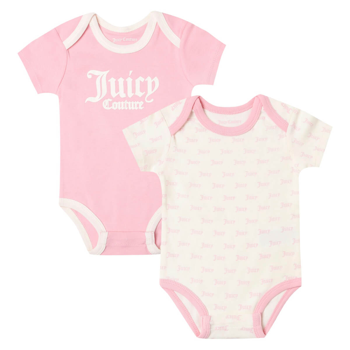 Juicy Couture Baby Girls Pink & Cream Babysuit (2 Pack)