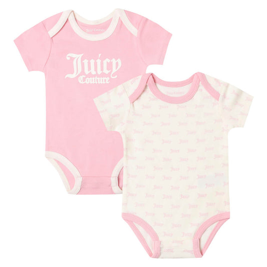 Juicy Couture Baby Girls Pink & Cream Babysuit (2 Pack)