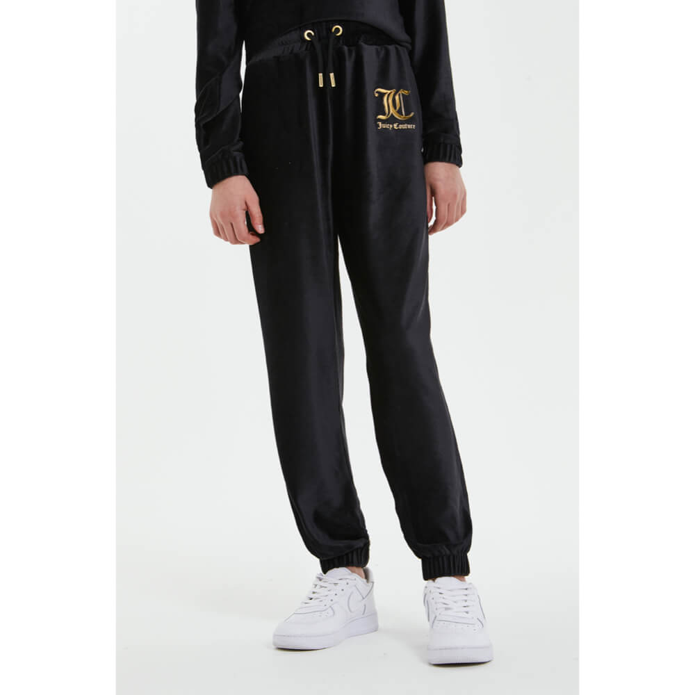 Juicy Couture Girls Black Corduroy Velour Joggers