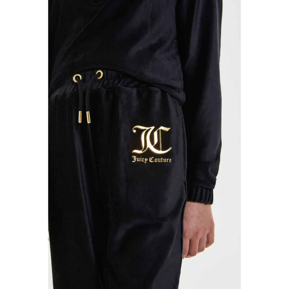 Juicy Couture Girls Black Corduroy Velour Joggers