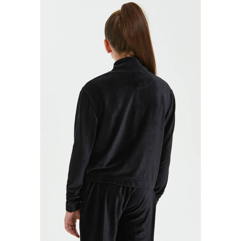 Juicy Couture Girls Black Corduroy Velour Quarter Zip Sweater