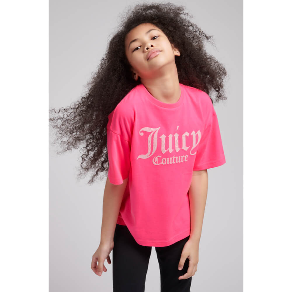 Juicy Couture Girls Pink Boxy Crop T-Shirt