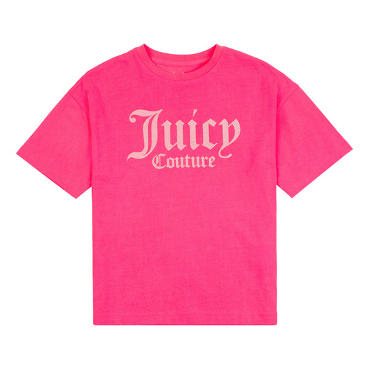Juicy Couture Girls Pink Boxy Crop T-Shirt