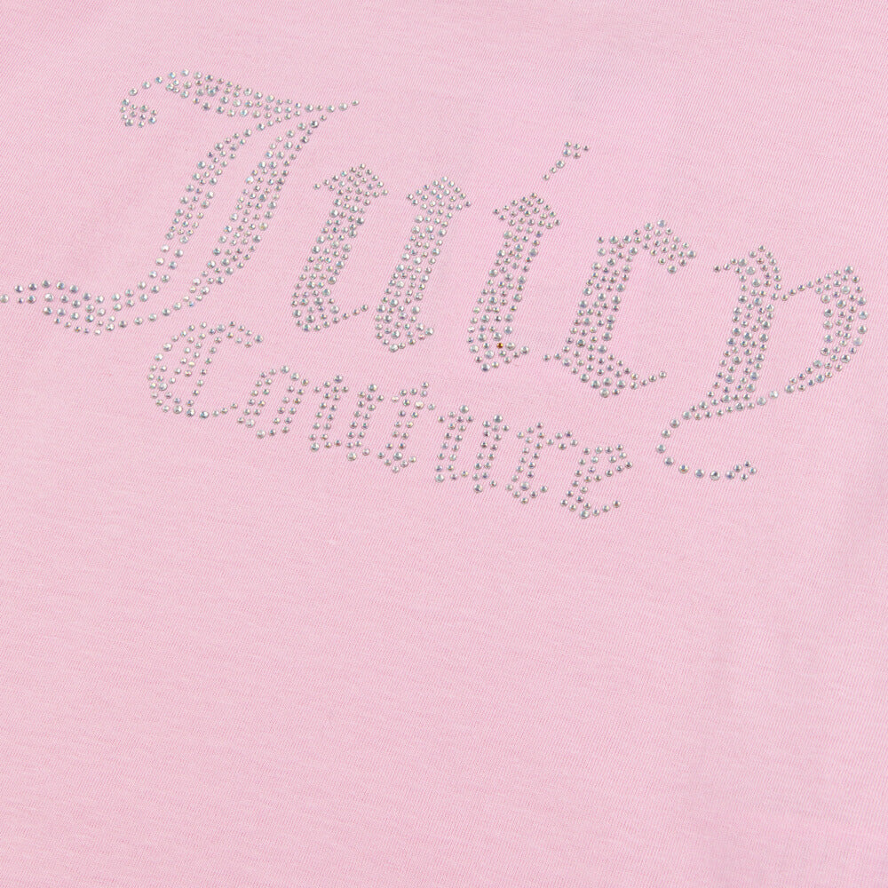 Juicy Couture Girls Pink Diamante Crop Boxy T-Shirt