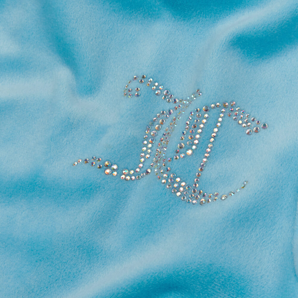 Juicy Couture Girls Blue Diamante Velour Hoodie