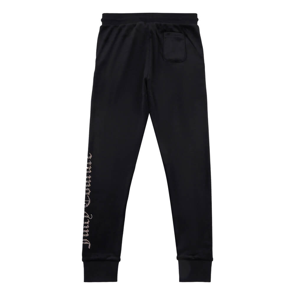 Juicy Couture Girls Black Diamante Velour Joggers