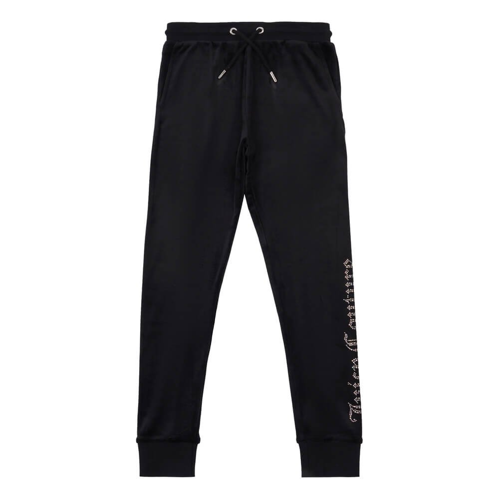 Juicy Couture Girls Black Diamante Velour Joggers