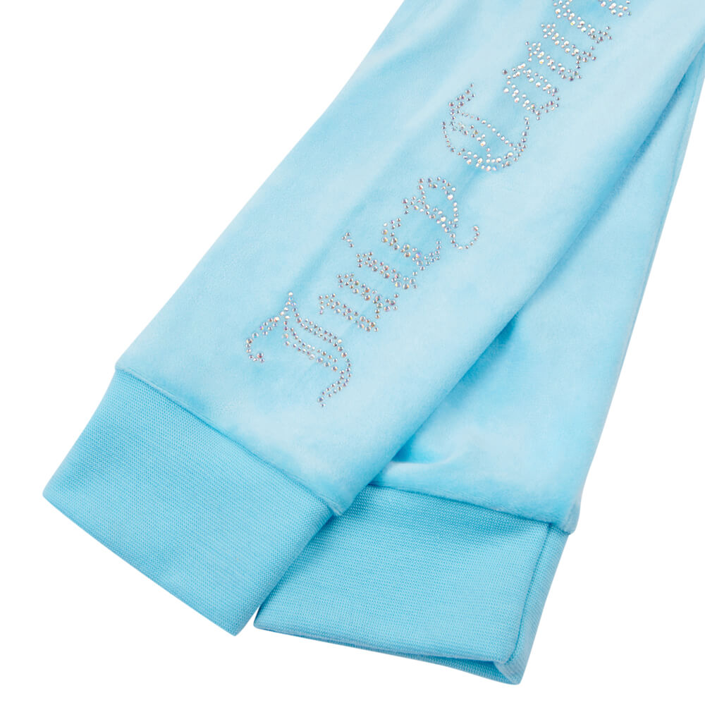 Juicy Couture Girls Blue Diamante Velour Slim Joggers