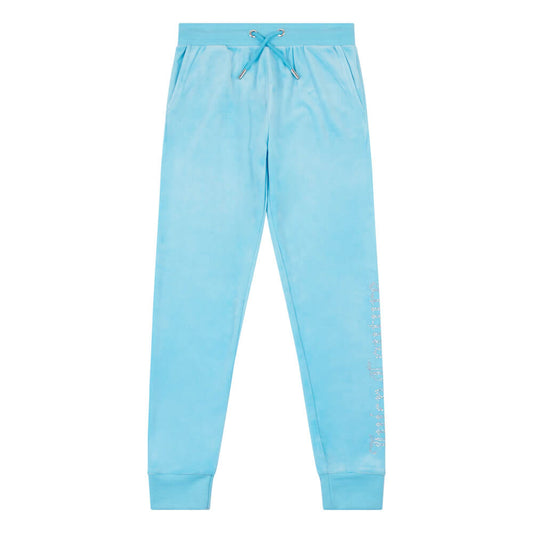 Juicy Couture Girls Blue Diamante Velour Slim Joggers