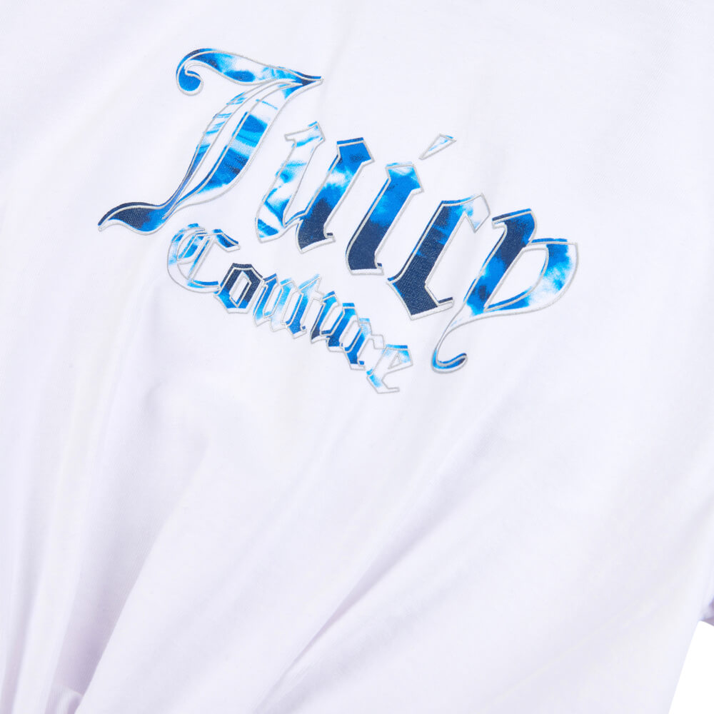 Juicy Couture Girls White Marble Print Tie Front T-Shirt