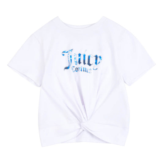 Juicy Couture Girls White Marble Print Tie Front T-Shirt