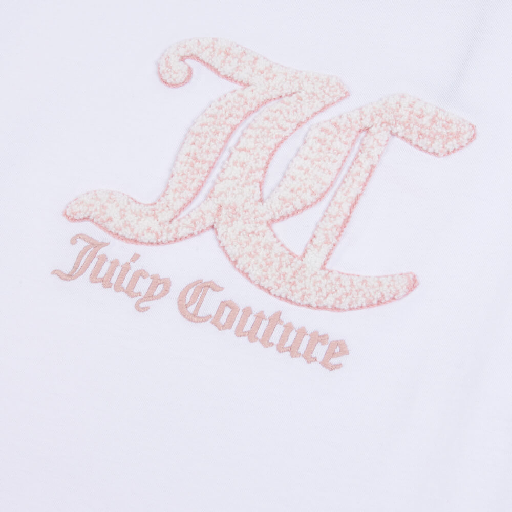 Juicy Couture Girls White Towelling Logo Oversize T-Shirt