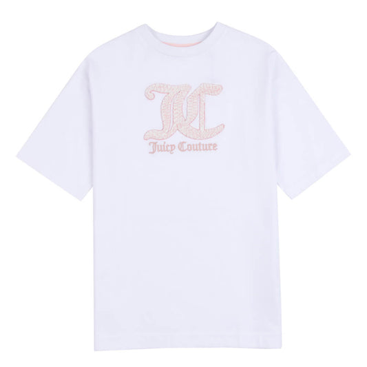 Juicy Couture Girls White Towelling Logo Oversize T-Shirt