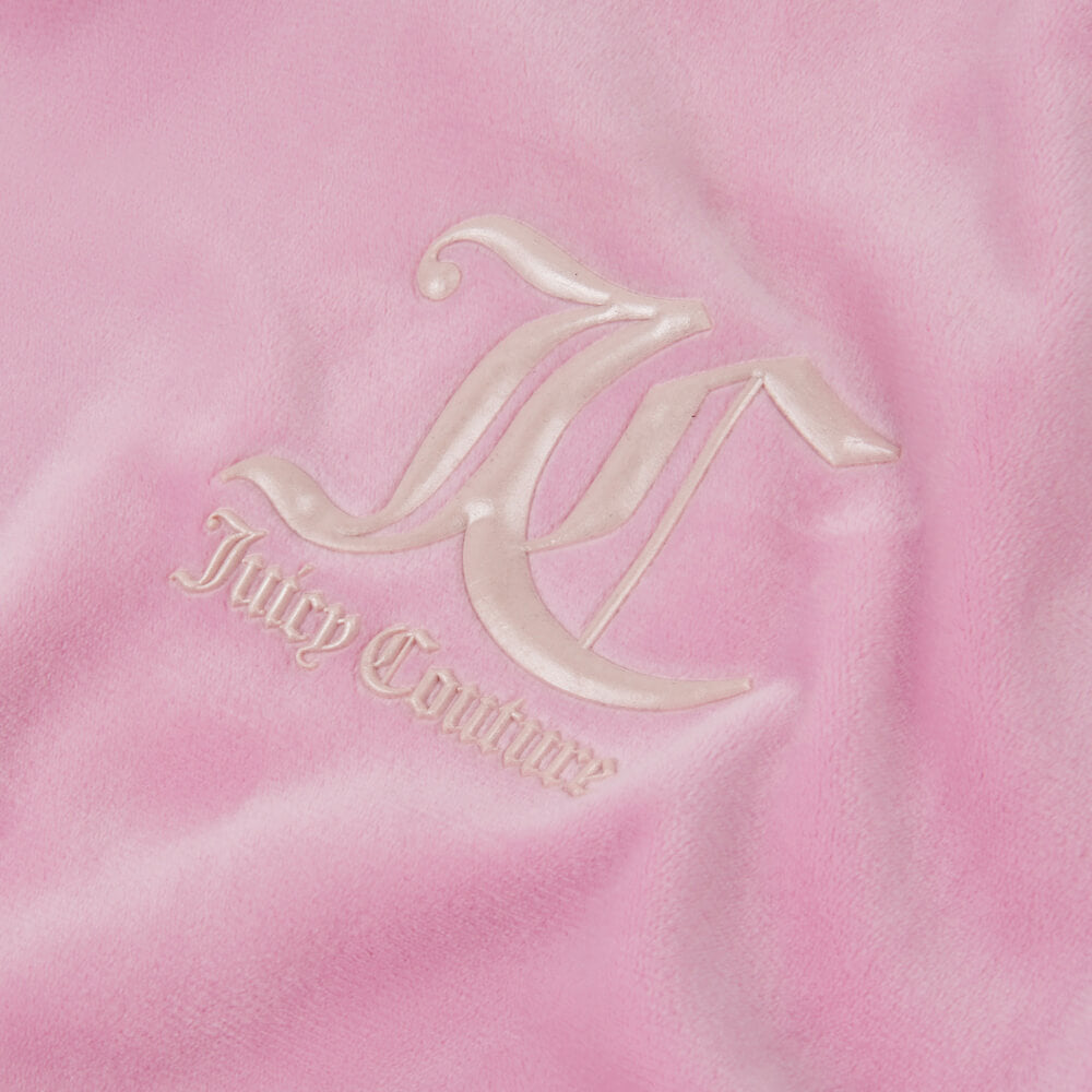 Juicy Couture Girls Pink Velour Step Hem Crew Sweatshirt