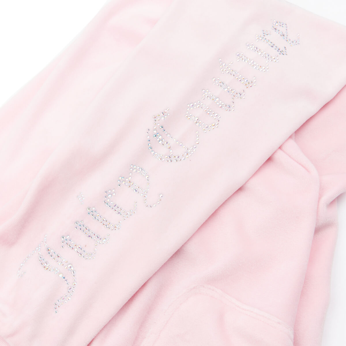 Juicy Couture Girls Pink Diamante Velour Slim Joggers
