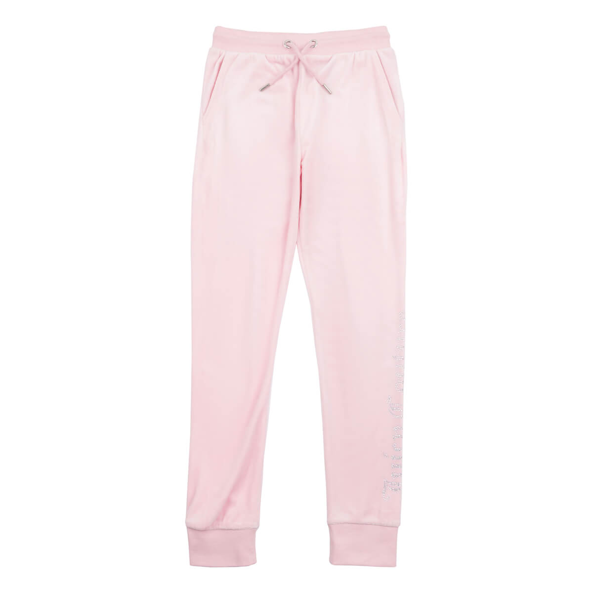 Juicy Couture Girls Pink Diamante Velour Slim Joggers