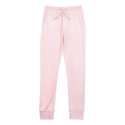 Juicy Couture Girls Pink Diamante Velour Slim Joggers