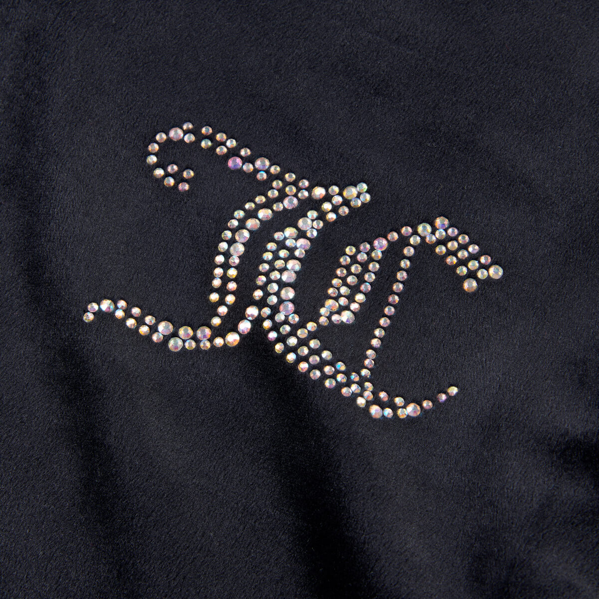 Juicy Couture Girls Black Diamante Velour Zip Thru Hoodie