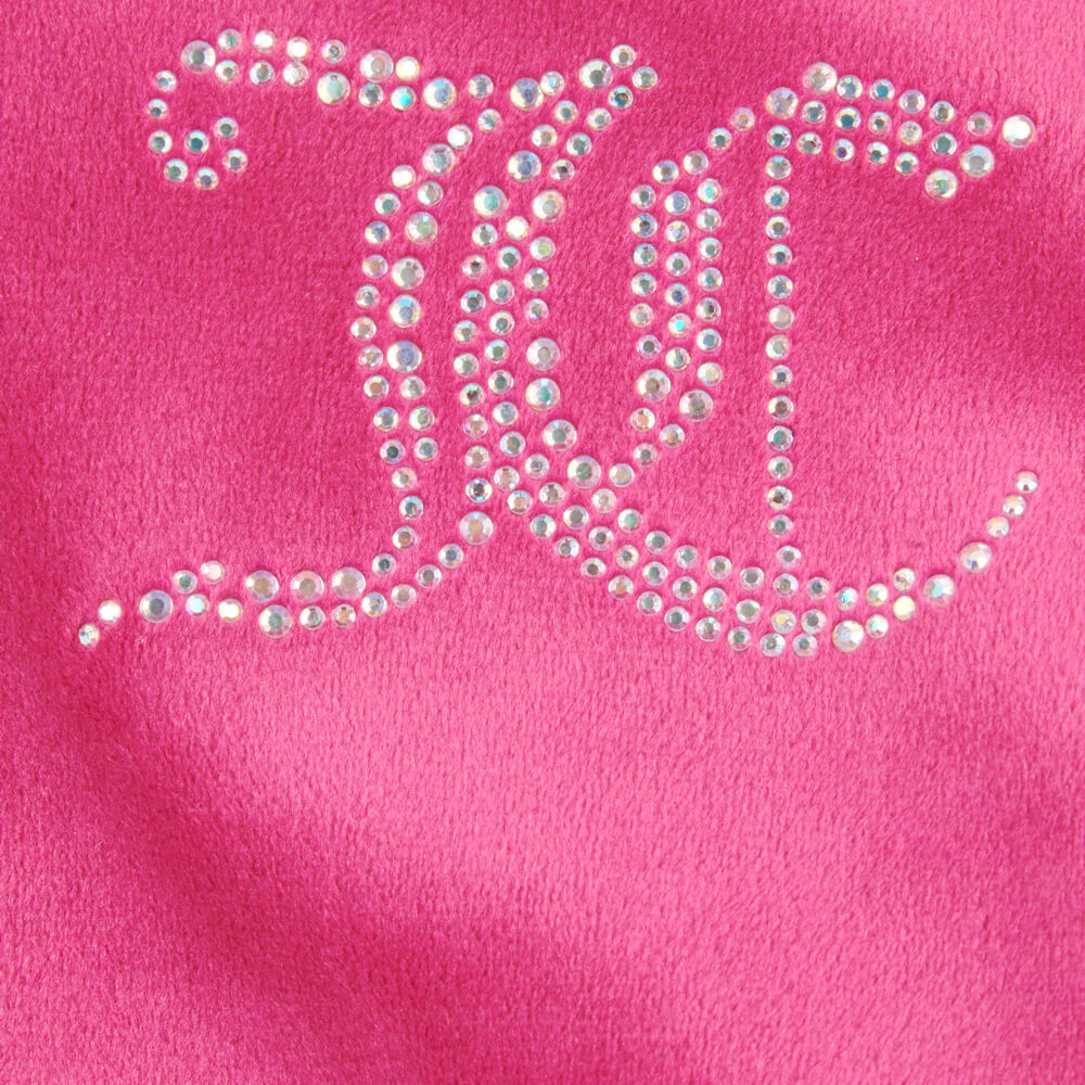 Juicy Couture Girls Pink Diamante Velour Zip Hoodie