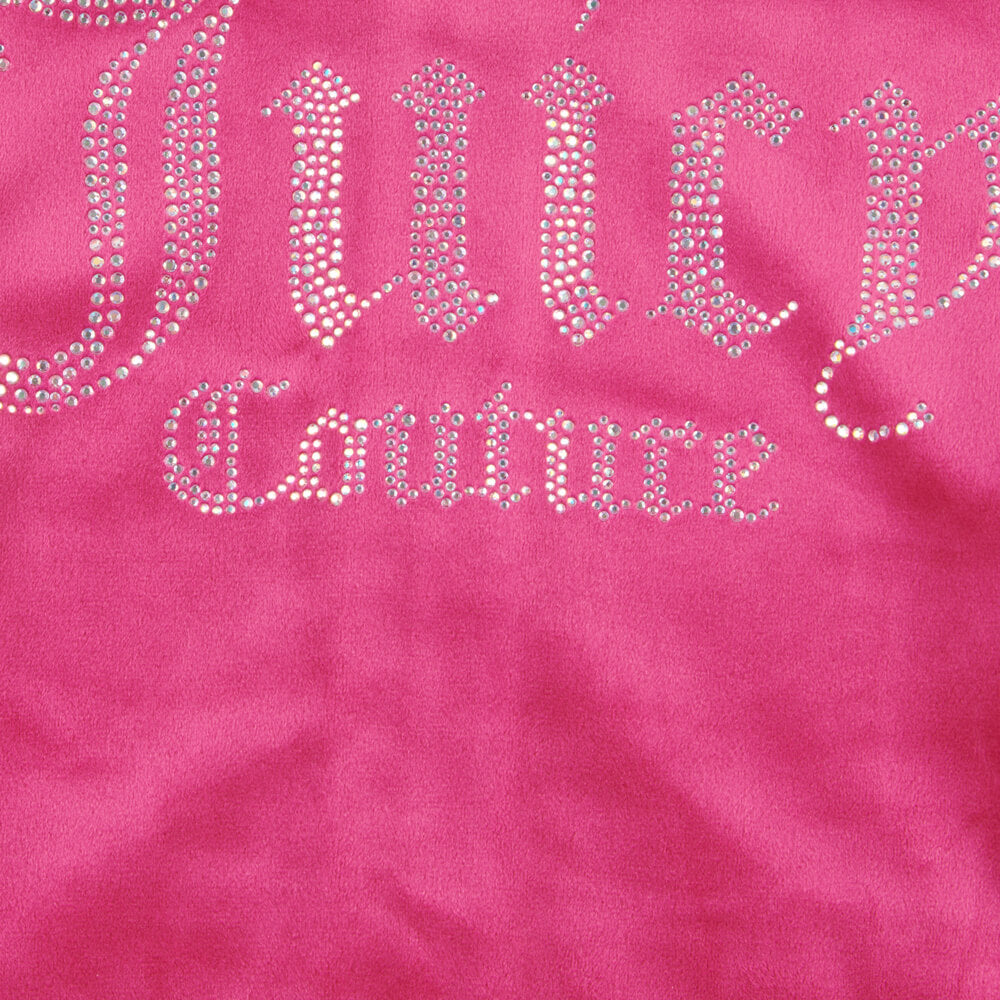 Juicy Couture Girls Pink Diamante Velour Zip Hoodie