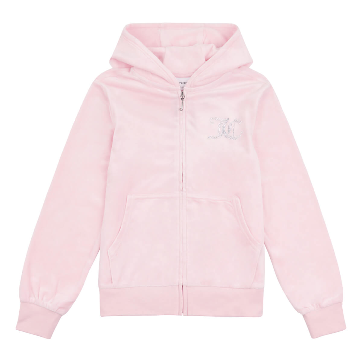Juicy Couture Girls Pink Diamante Velour Zip Through Hoodie