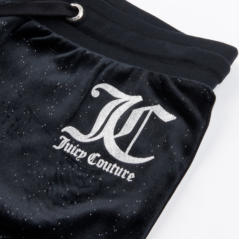 Juicy Couture Girls Black Glitter Stripe Velour Bootcut Joggers