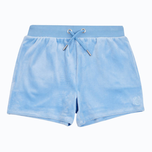 Juicy Couture Girls Blue Tonal Embro Velour Shorts