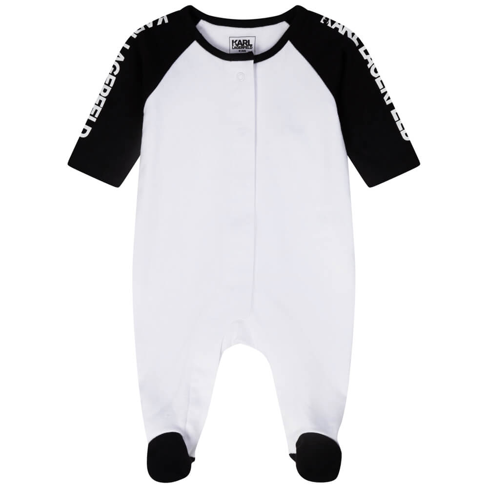 Karl Lagerfeld Baby Girls White & Black Babysuit & Bib Combo Set