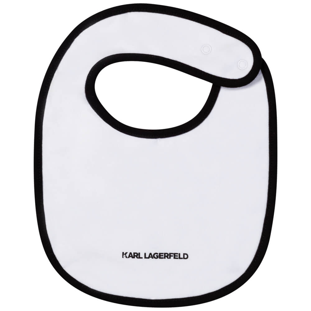 Karl Lagerfeld Baby Girls White & Black Babysuit & Bib Combo Set
