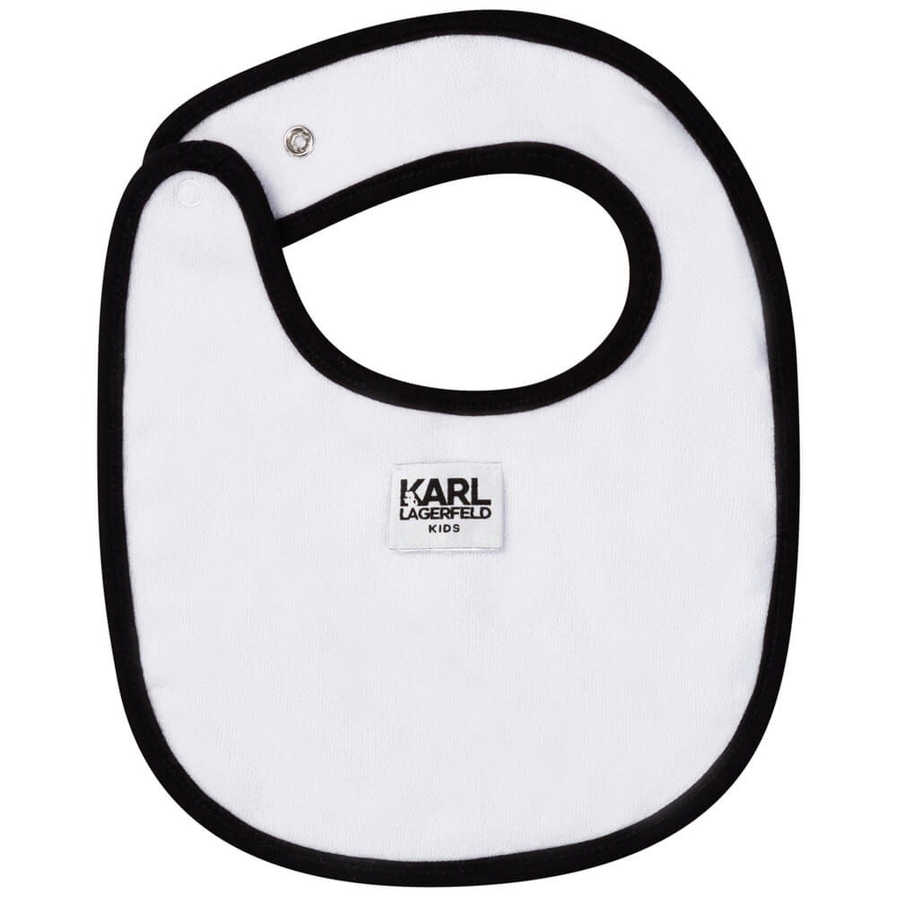 Karl Lagerfeld Baby Girls White & Black Babysuit & Bib Combo Set