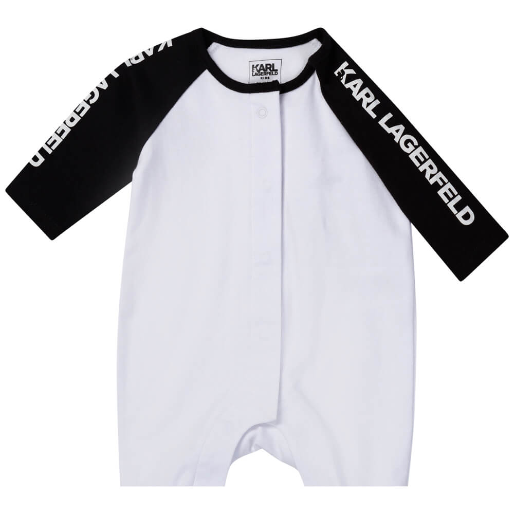 Karl Lagerfeld Baby Girls White & Black Babysuit & Bib Combo Set