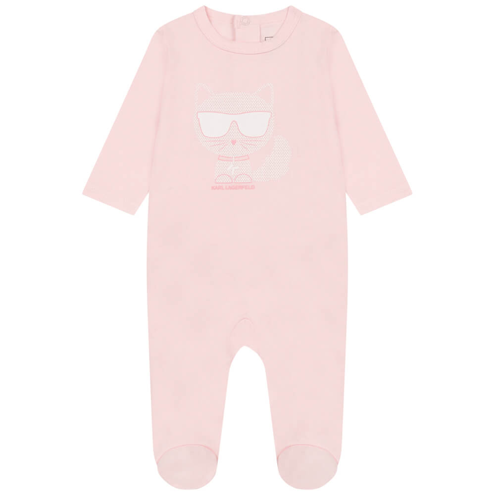 Karl Lagerfeld Baby Girls Pink Cotton Babysuit