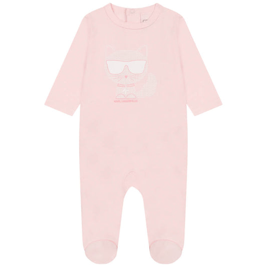 Karl Lagerfeld Baby Girls Pink Cotton Babysuit