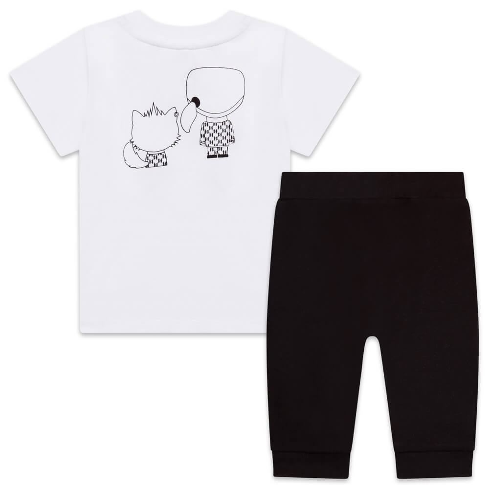Karl Lagerfeld Baby Girls White & Black T-Shirt and Leggings Combo Set