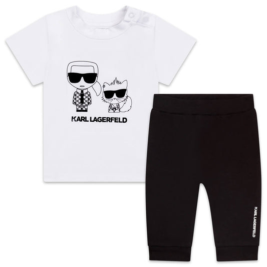 Karl Lagerfeld Baby Girls White & Black T-Shirt and Leggings Combo Set