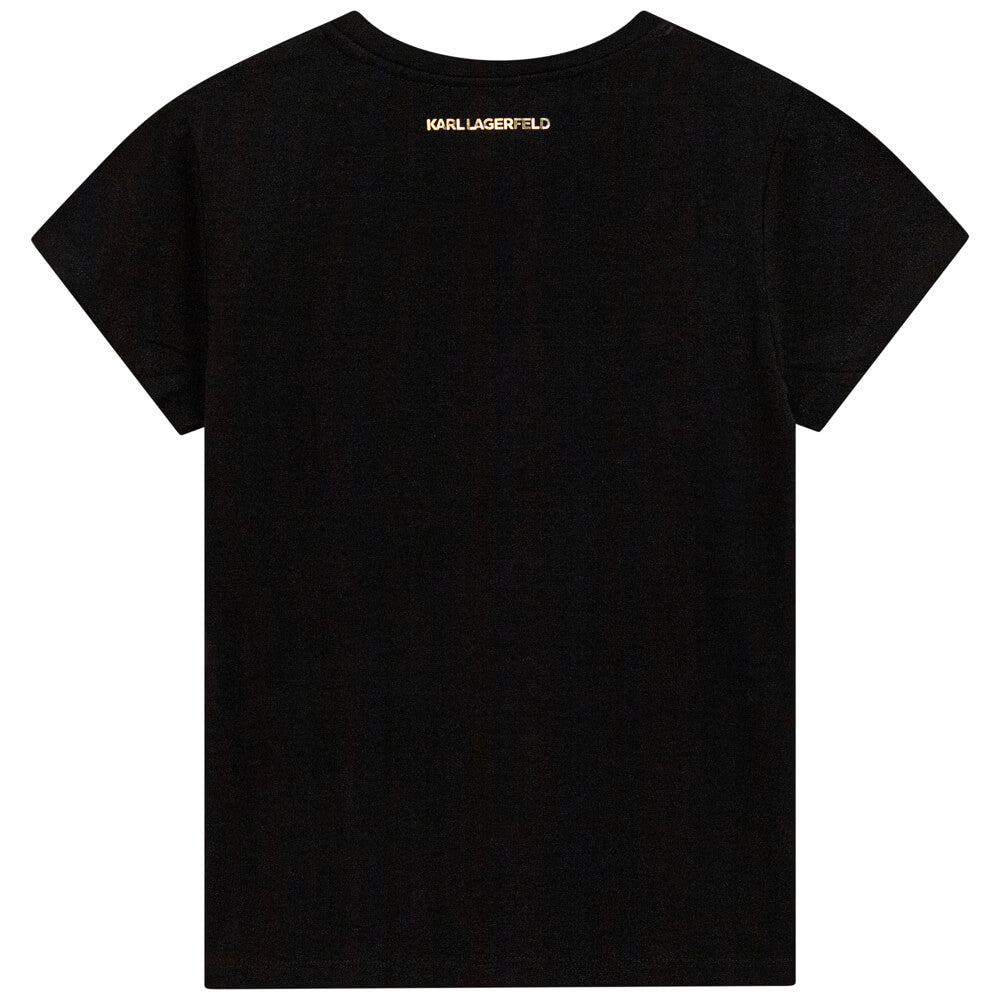Karl Lagerfeld Girls Black Short Sleeves Organic Cotton T-Shirt