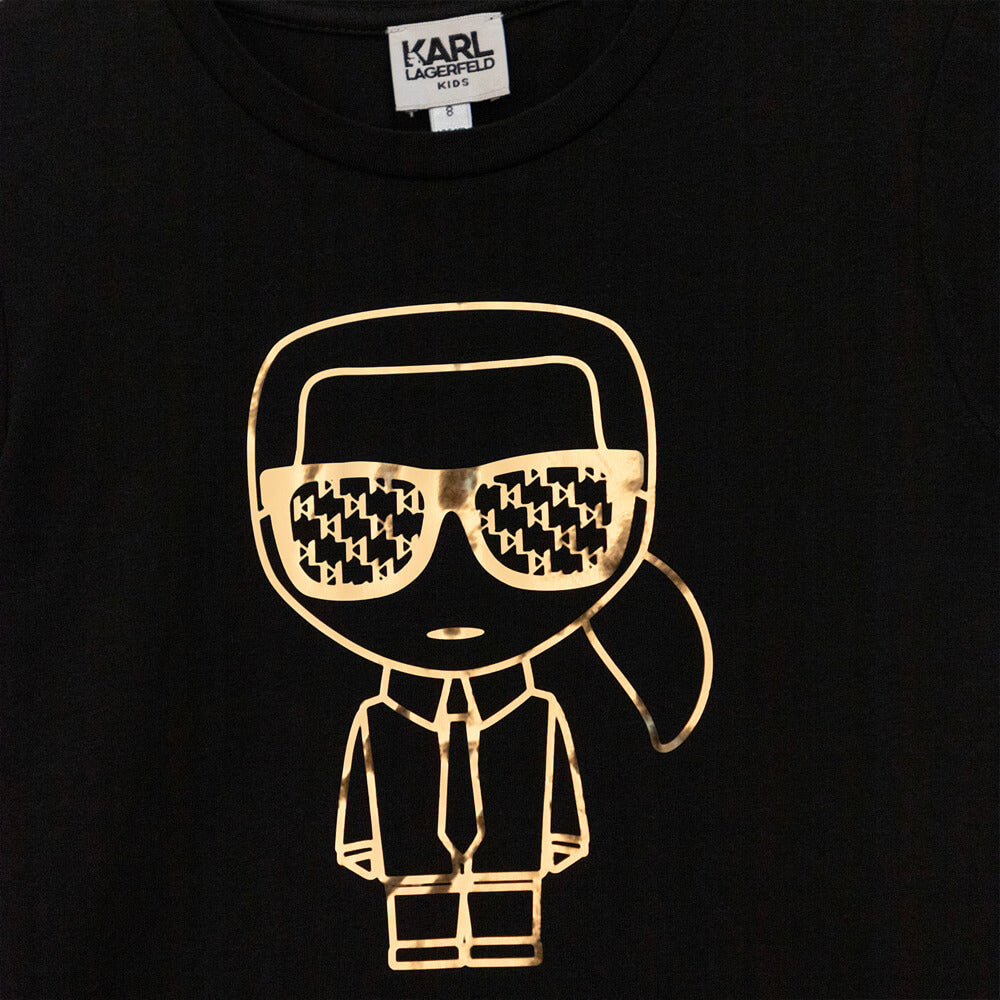 Karl Lagerfeld Girls Black Short Sleeves Organic Cotton T-Shirt