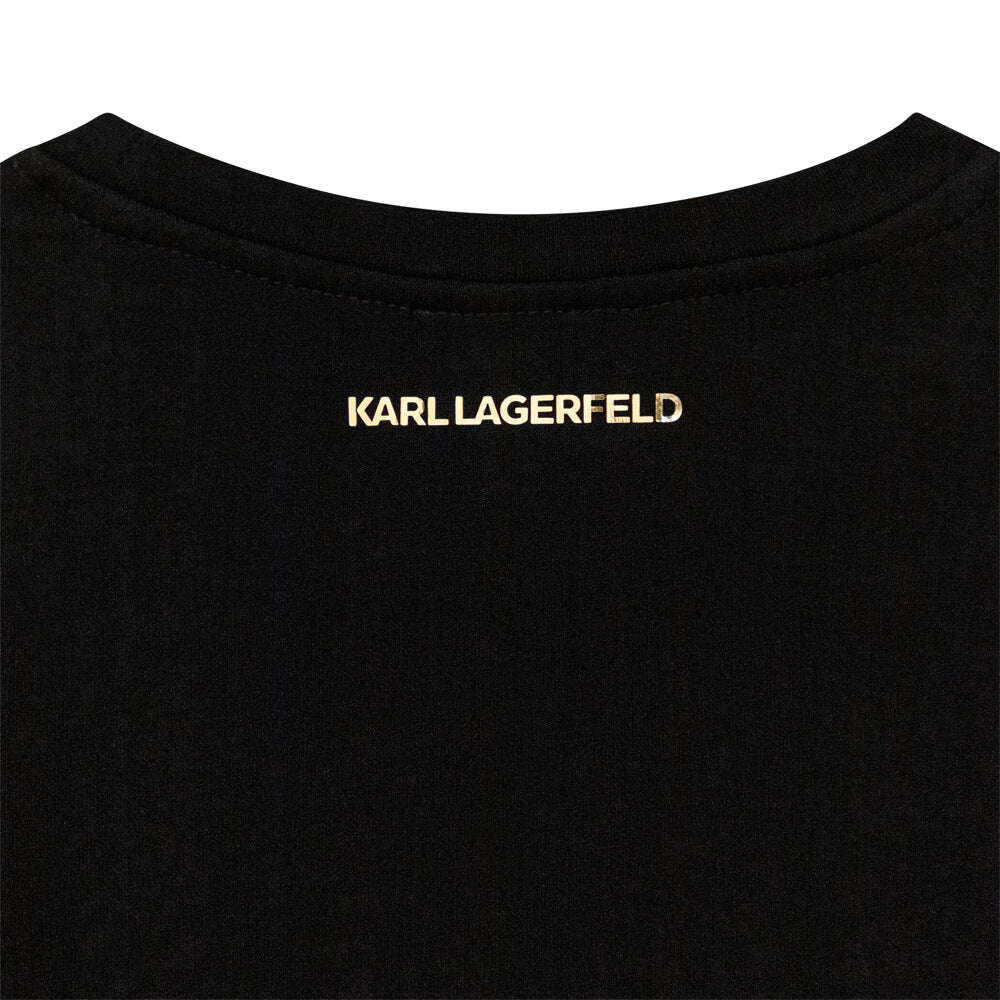 Karl Lagerfeld Girls Black Short Sleeves Organic Cotton T-Shirt