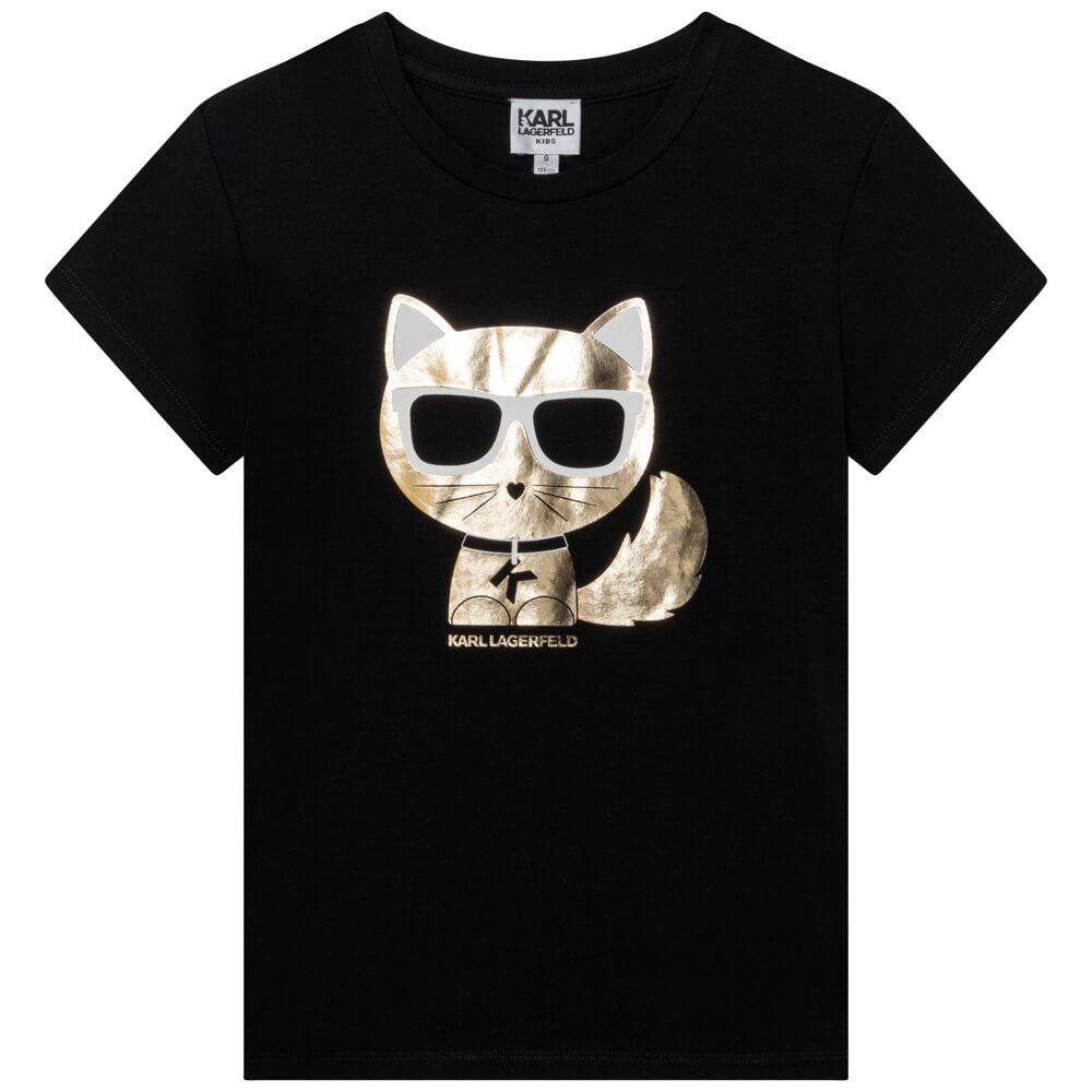 Karl Lagerfeld Girls Black Short Sleeves Jersey T-Shirt