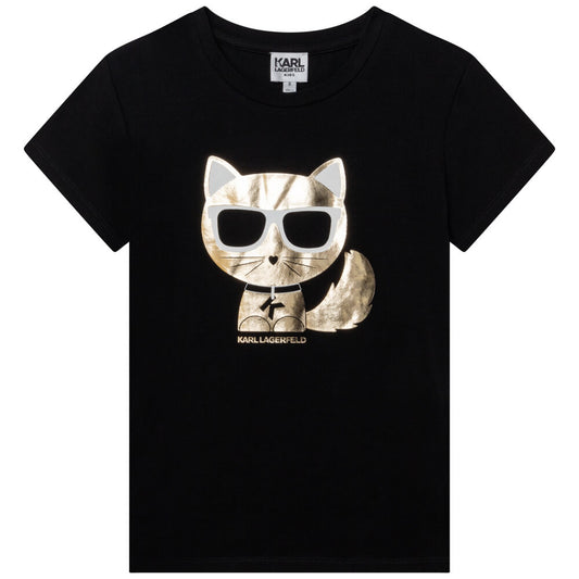 Karl Lagerfeld Girls Black Short Sleeves Jersey T-Shirt