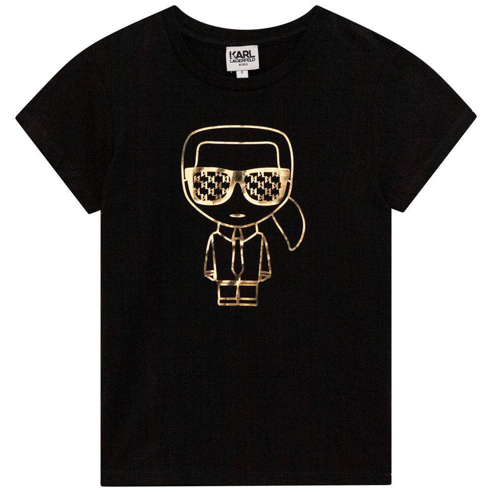 Karl Lagerfeld Girls Black Short Sleeves Organic Cotton T-Shirt