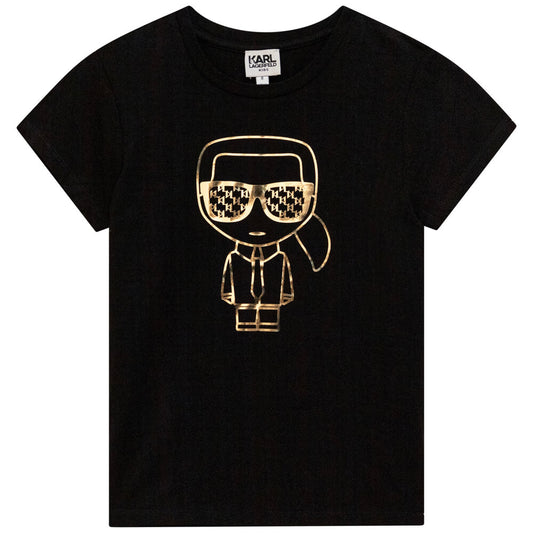 Karl Lagerfeld Girls Black Short Sleeves Organic Cotton T-Shirt