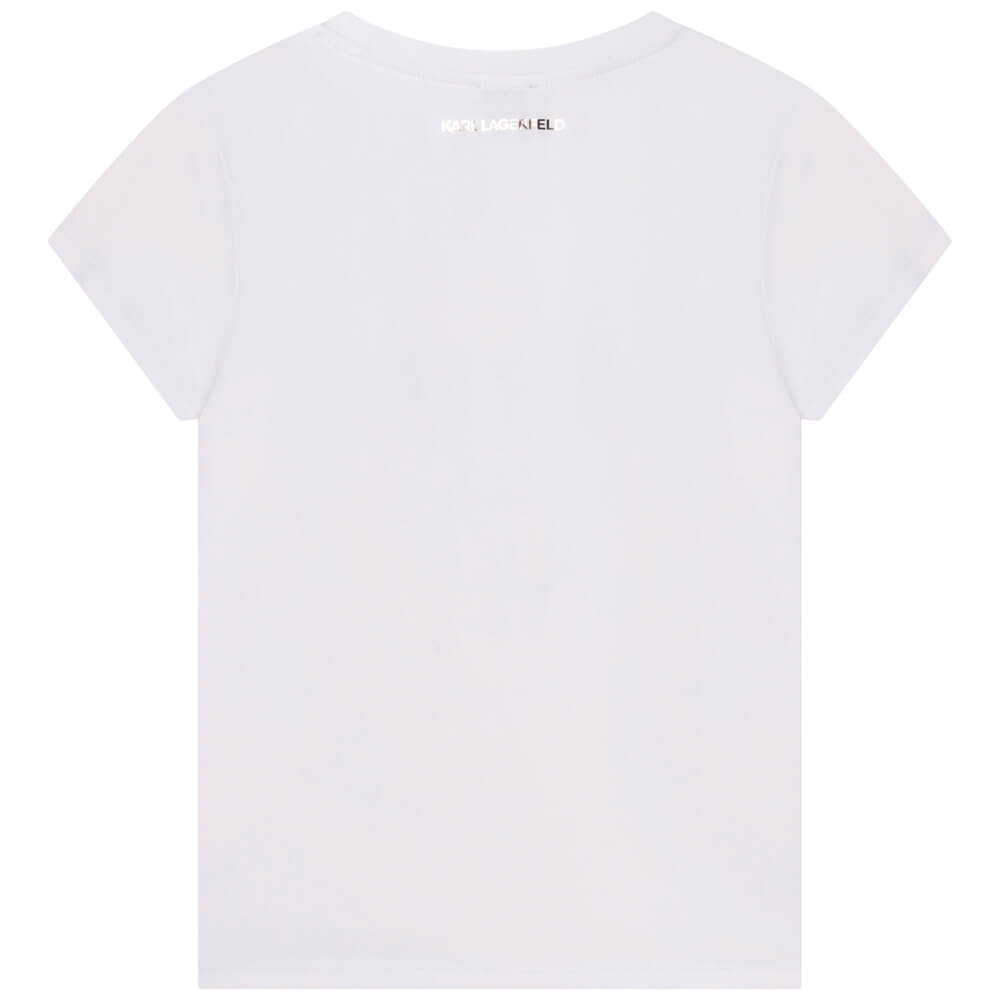 Karl Lagerfeld Girls White Short Sleeves Jersey T-Shirt